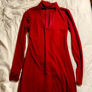 Red bodycon dress with cutout